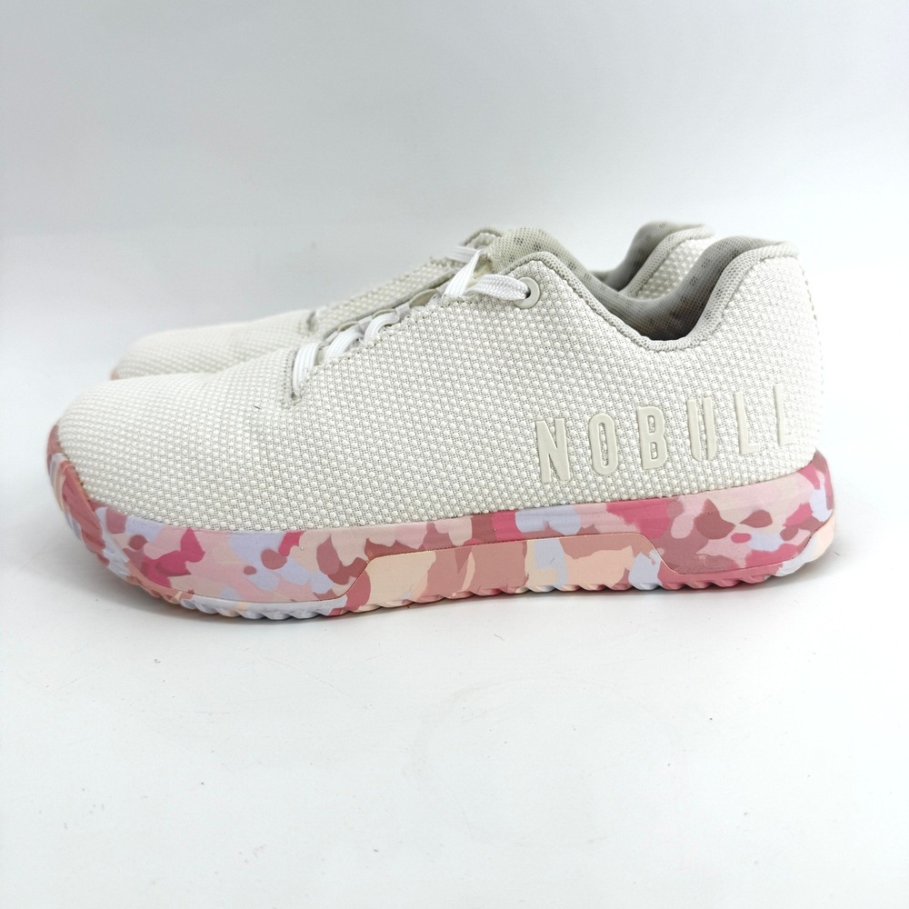 NOBULL Trainer Women 10 Cream Pink Camo SuperFabric Low Top Gym Shoes